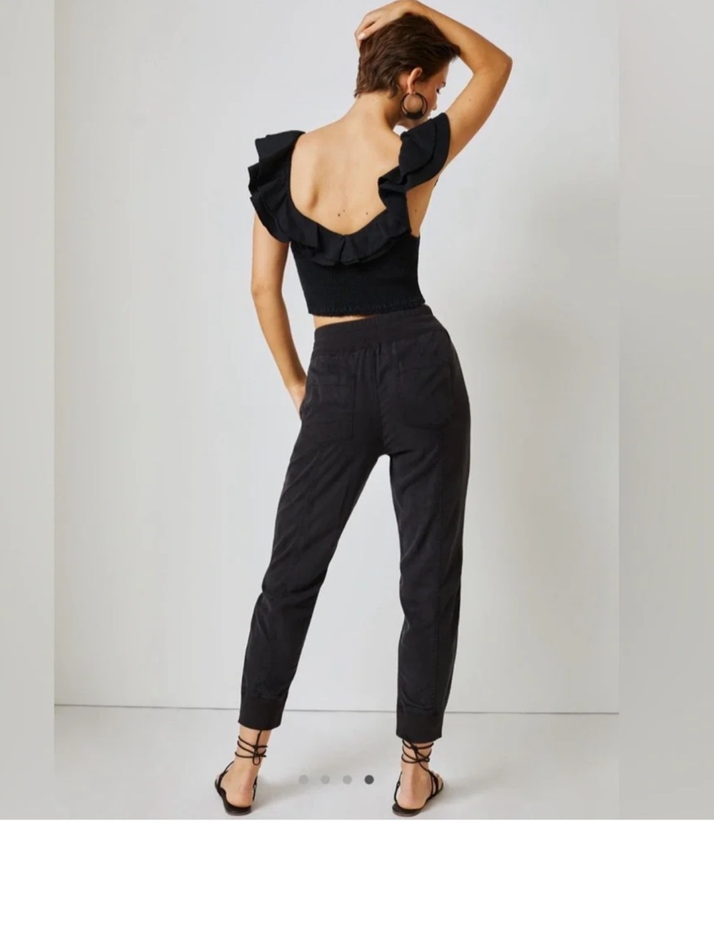 Anthropologie Black Drawstring Tapered Joggers